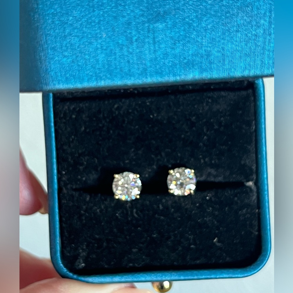 Moissanite yellow over 925 SS stud earrings